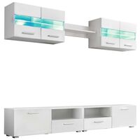 vidaXL TV Wall Unit Set 5 Pieces with LED Lights High Gloss White