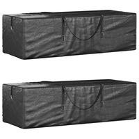 vidaXL Bolsas para cojines jardín 2 uds polietileno negro 135x40x55 cm