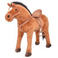 vidaXL Cavalo de peluche de montar castanho