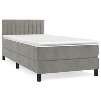 vidaXL Boxspringbett mit Matratze Hellgrau 80x200 cm Samt