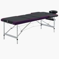 vidaXL 3-Zone Foldable Massage Table Aluminium Black and Purple