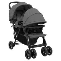 vidaXL Carrito para gemelos tandem de acero gris oscuro