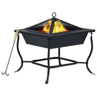 vidaXL Fire Pit Black 42x42x45 cm Steel