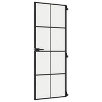 vidaXL Innerdörr svart 76x201,5 cm härdat glas och aluminium slim