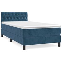 vidaXL Boxspring met matras fluweel donkerblauw 90x190 cm