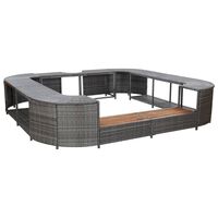 vidaXL Contorno de spa quadrado 268 x 268 x 55 cm vime PE cinzento