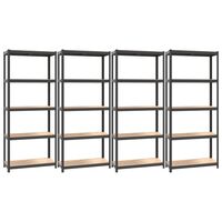 vidaXL 5-Layer Shelves 4 pcs Anthracite Steel&Engineered Wood