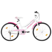 vidaXL Bicicleta de niño 24 pulgadas rosa y blanca