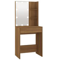 vidaXL Dressing Table with LED Brown Oak 60x40x140 cm