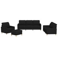 vidaXL 4-dijelni set sofa s jastucima crni od tkanine