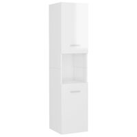 vidaXL Armario de baño madera contrachapada blanco brillo 30x30x130 cm