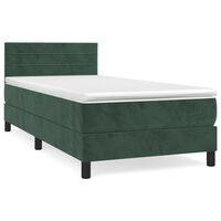 vidaXL Boxspringbett mit Matratze Dunkelgrün 80x200 cm Samt