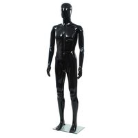 vidaXL Corp manechin masculin, suport din sticlă, negru lucios, 185 cm