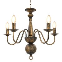 vidaXL Chandelier Antique Black 5 x E14 Bulbs