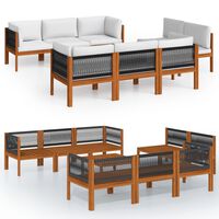 vidaXL Set mobilier grădină cu perne, crem, 9 piese, lemn masiv acacia