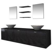 vidaXL 8 pièces de mobilier de salle de bain et lavabo Noir