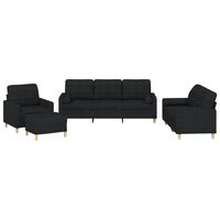 vidaXL 4 Piece Sofa Set with Pillows Black Fabric