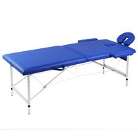 vidaXL Blue Foldable Massage Table 2 Zones with Aluminium Frame