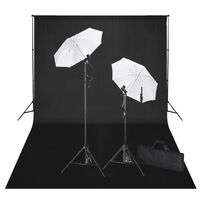 vidaXL Studio Kit Black Backdrop 600x300 cm & Lights