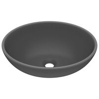 vidaXL Lavabo de lujo ovalado cerámica gris oscuro mate 40x33 cm