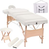 vidaXL 3-Zone Folding Massage Table and Stool Set 10 cm Thick White