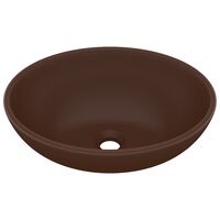 vidaXL Luxury Basin Oval-shaped Matt Dark Brown 40x33 cm Ceramic