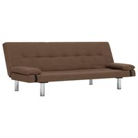 vidaXL Sofa Bed with Two Pillows Brown Polyester