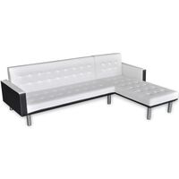 vidaXL L-shaped Sofa Bed Faux Leather White