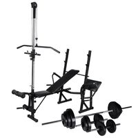 vidaXL Banco musculação c/ suporte p/ pesos + barras e halteres 30,5kg