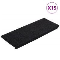 vidaXL selvklæbende trappemåtter 15 stk. 65x24,5x3,5 cm sort