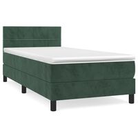 vidaXL Κρεβάτι Boxspring με Στρώμα Σκούρο Πράσινο 80x200 εκ. Βελούδινο