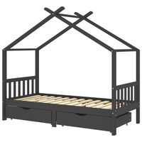 vidaXL Kinderbedframe met lades grenenhout donkergrijs 90x200 cm