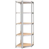 vidaXL 5-Layer Corner Shelf Silver Steel&Engineered Wood