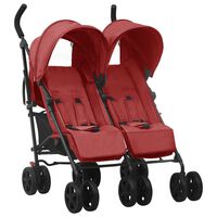 vidaXL Tweelingkinderwagen staal rood