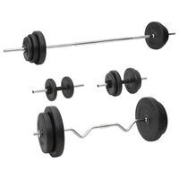 vidaXL Conjunto de barras e halteres com discos 90 Kg