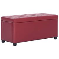 vidaXL Banco de arrumação 87,5 cm couro artificial vermelho tinto