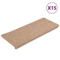 vidaXL Itsekiinnittyvät porrasmatot 15 kpl 65x24,5x3,5 cm beige