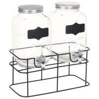 vidaXL Drankdispensers 2 st met standaard 2 x 4 L glas