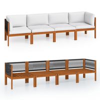 vidaXL 4-Seater Garden Sofa with Cushion Solid Acacia Wood