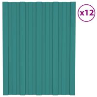 vidaXL Strešné panely 12 ks pozinkovaná oceľ zelené 60x45 cm