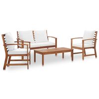 vidaXL 4 Piece Garden Lounge Set with Cushions Solid Acacia Wood