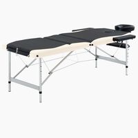 vidaXL 3-Zone Foldable Massage Table Aluminium Black and Beige