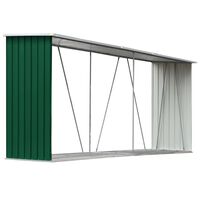 vidaXL Garden Log Storage Shed Galvanised Steel 330x84x152 cm Green