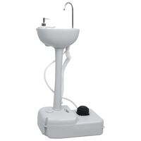 vidaXL Lavabo portátil con pedestal para camping gris 20 L