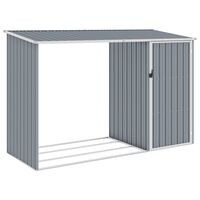 vidaXL Abrigo de lenha jardim 245x98x159 cm aço galvanizado cinzento