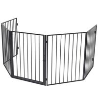 vidaXL Pet Fireplace Fence Steel Black