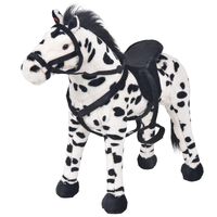 vidaXL Caballo de peluche de pie negro y blanco XXL