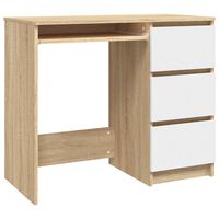 vidaXL Secretária 90x45x76 cm contraplacado branco e carvalho sonoma