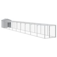 vidaXL Gallinero y corral acero galvanizado gris claro 117x1017x123 cm