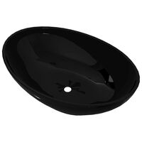 vidaXL Lavabo ovale Céramique 40 x 33 cm Noir